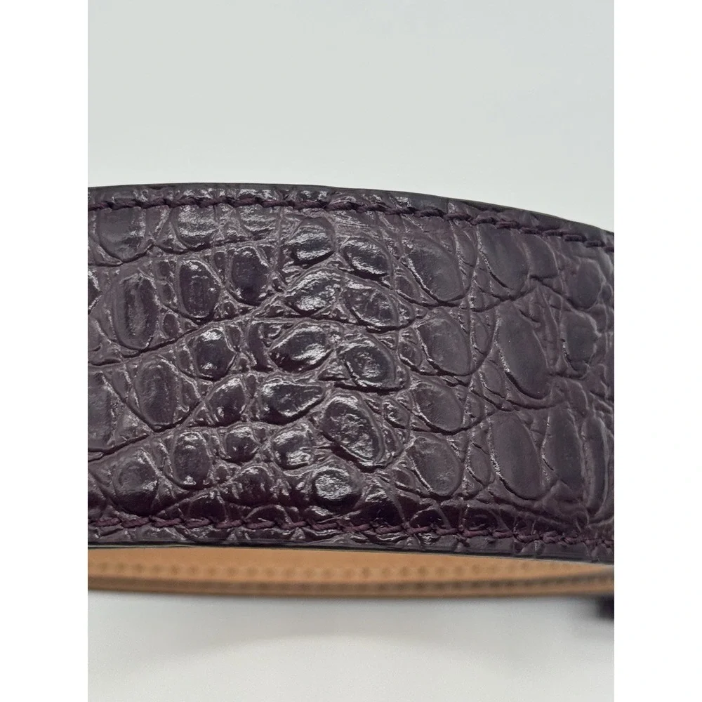 VERSACE‎ Medusa Purple Leather Belt Gunmetal Buckle EU 85 US 34 Italy